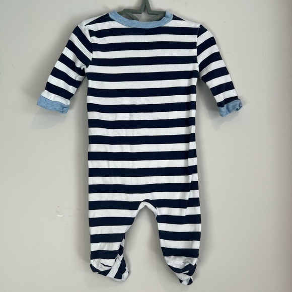 Disney Baby Mickey Mouse Navy Blue and White Striped Footies One Piece 0-3M - Picture 3 of 4
